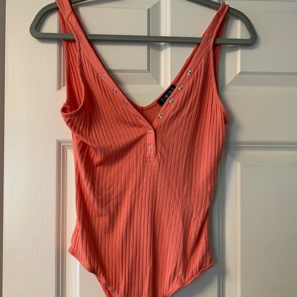 TIMING Coral Button-Up Bodysuit